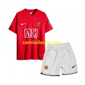 Camisolas de futebol Manchester United 2007 Retro Criança Equipamento Principal Manga Curta